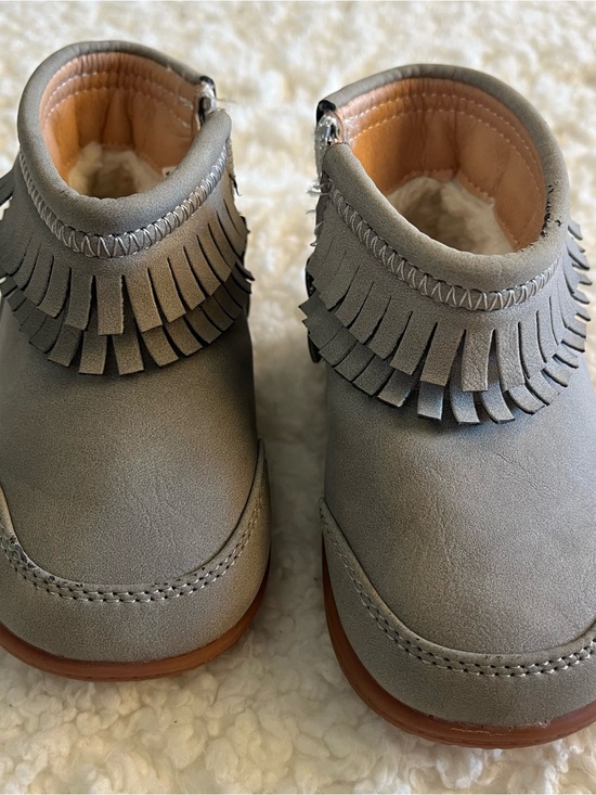 Other - Kids Fringe Ankle Boots in Light Gray